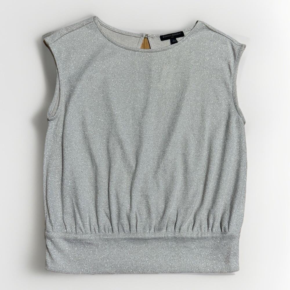 Banana Republic Women's Silver Glitter Sleeveless Blouse Size Small